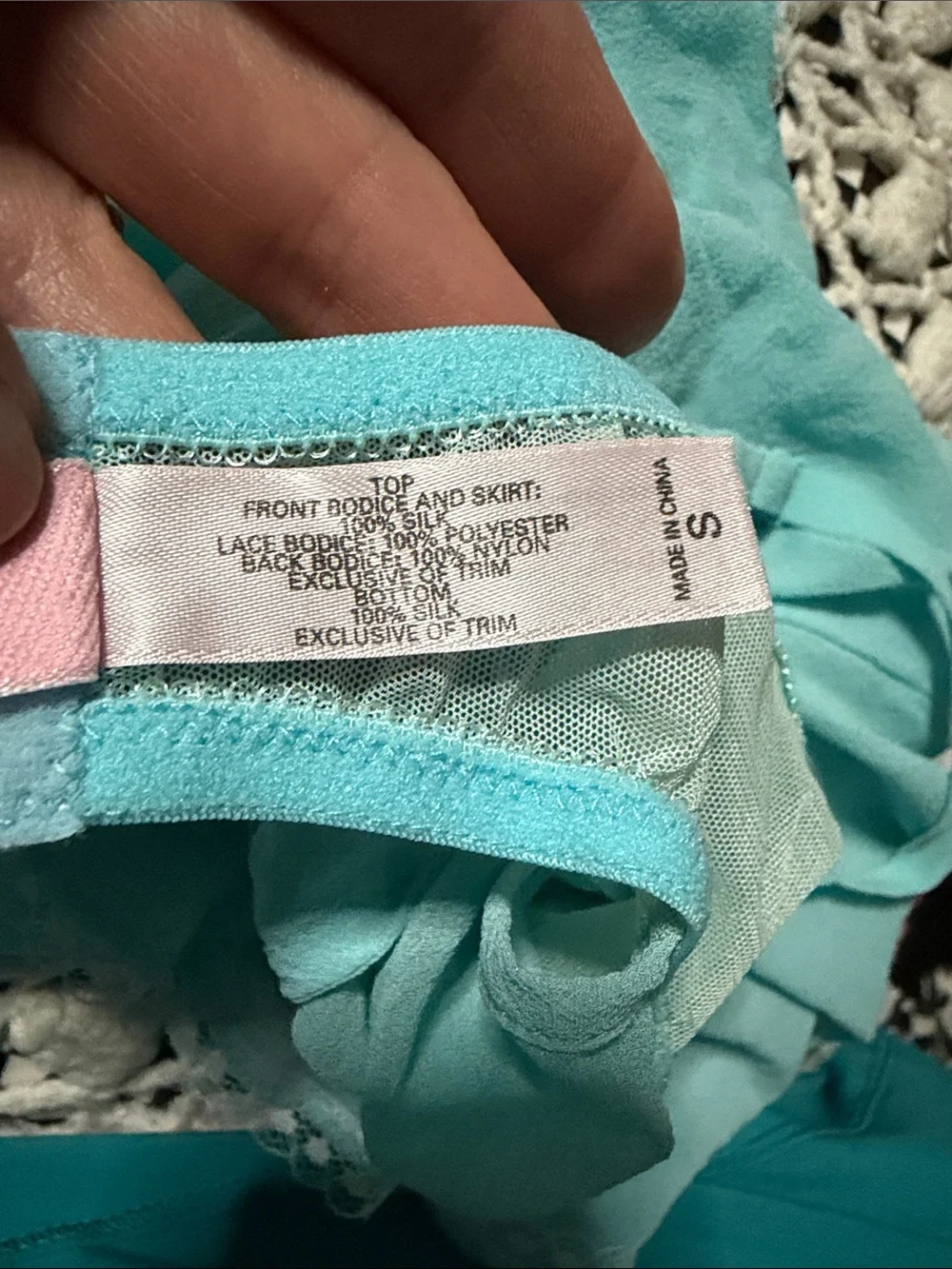 2002 Victorias Secret Aqua Silk babydoll slip dress